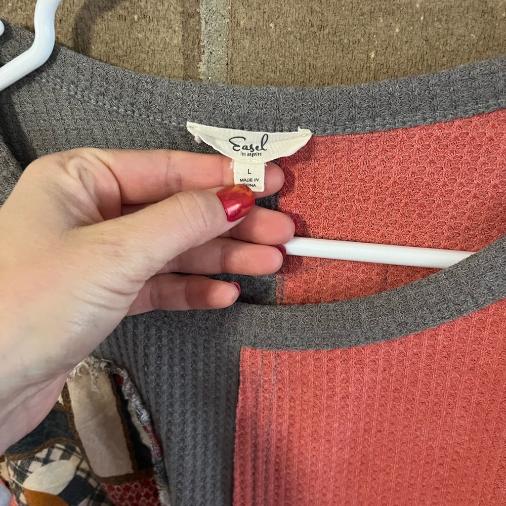 Easel Multicolor Patchwork Tunic Top - image 4